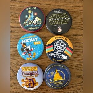 Disney Colorful Button Set - Black, Blue, Red, Yellow